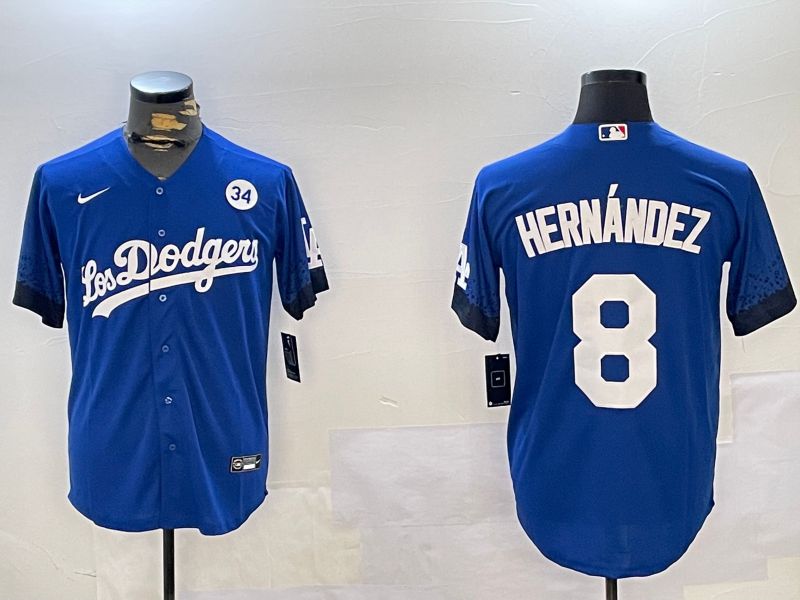 Men Los Angeles Dodgers 8 Hernandez Blue Game 2024 Nike MLB Jersey style 11213